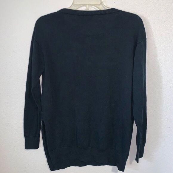 All Saints Kimba Jumper Pullover Sweater Navy Blue Silk Cotton Small Side Slits - Picture 8 of 8